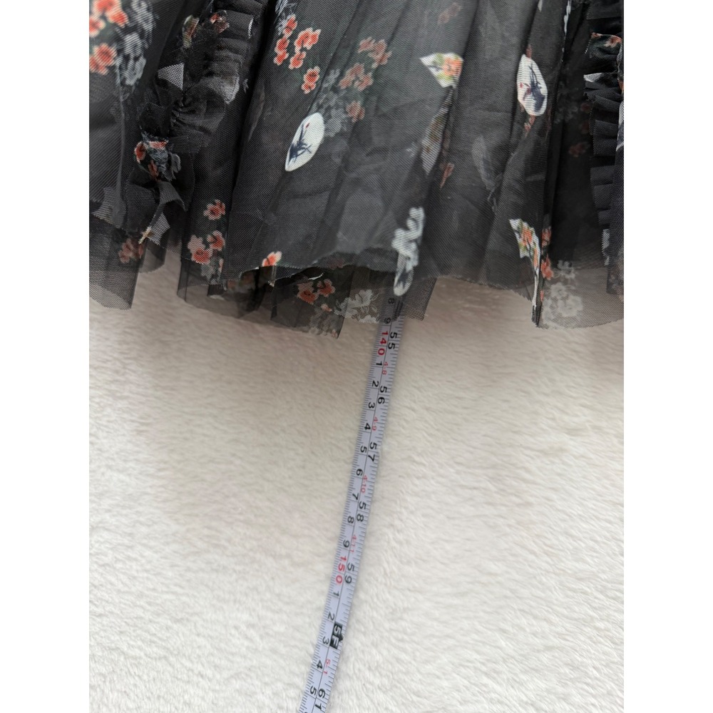 Catchall Floral Tulle Maxi Dress Women L NEW Ruffle Sheer Long Sleeve Black - Picture 6 of 13